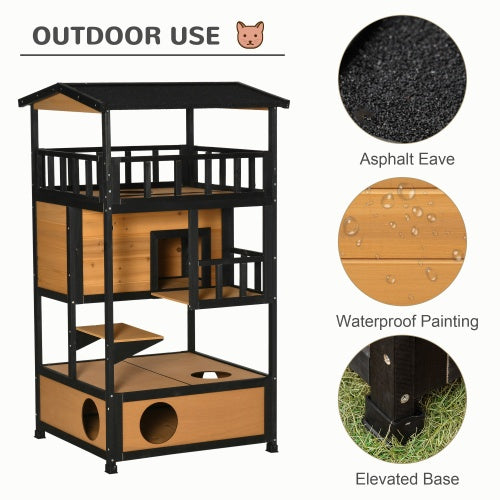 PawHut Wildcat Outdoor Retreat & Playhouse