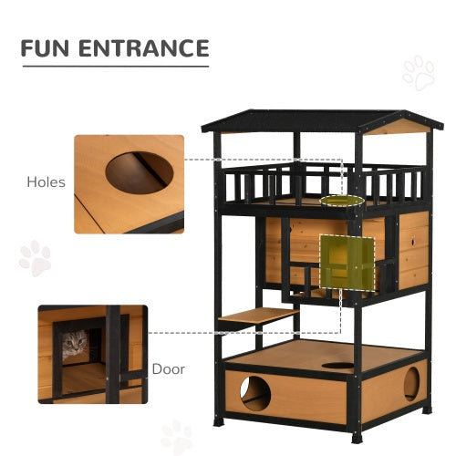 PawHut Wildcat Outdoor Retreat & Playhouse