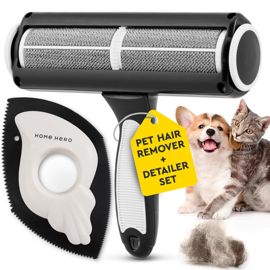 Dual-Action Pet Hair Remover Set - Couch & Car Detailer
