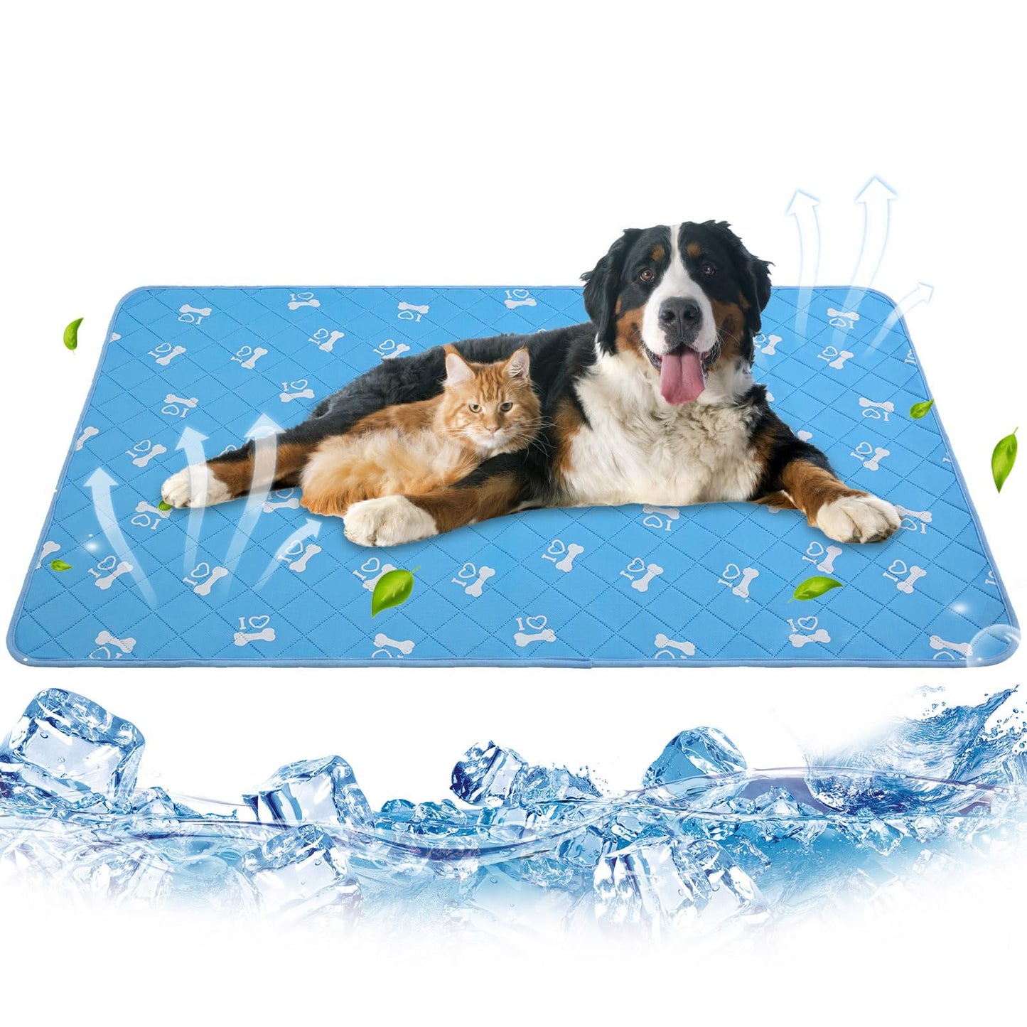 ChillPup Ice Silk Cooling Mat L(47"x28") - Navy Blue