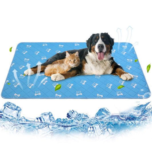 ChillPup Ice Silk Cooling Mat L(47"x28") - Navy Blue