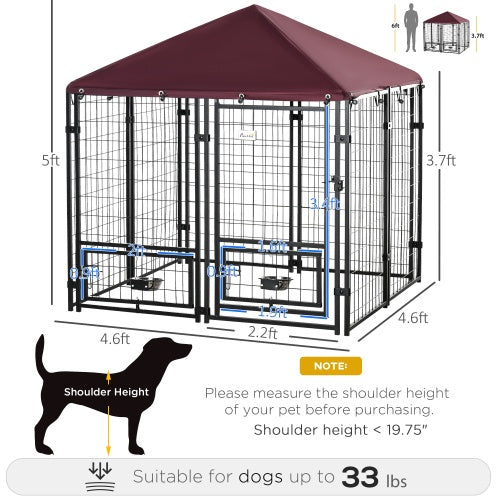 All-Weather Steel Pet Playpen with Swivel Bowl Rack