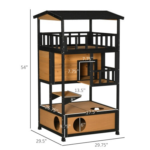 PawHut Wildcat Outdoor Retreat & Playhouse